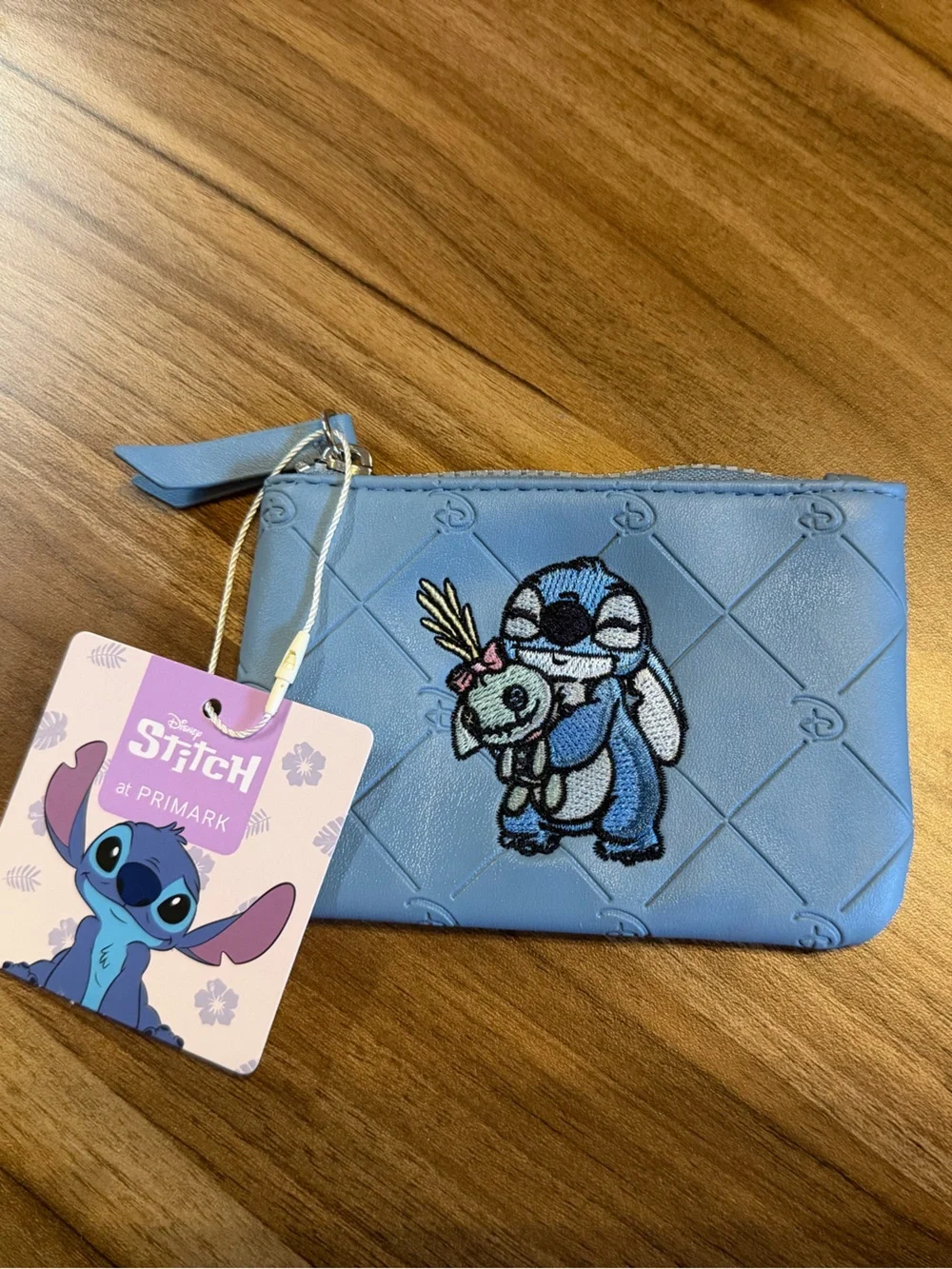 Primark Blue Quilted Stitch Coin Purse with Embroidered Motif
